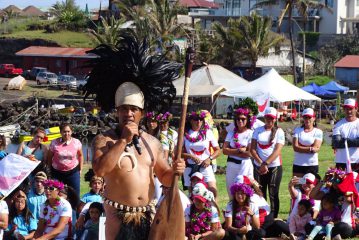Cerimônia de abertura do Pan-Americano de Va'a em rapa Nui.