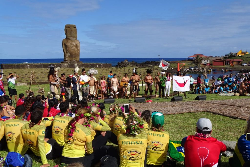 Cerimônia de abertura do Pan-Americano de Va'a em rapa Nui.