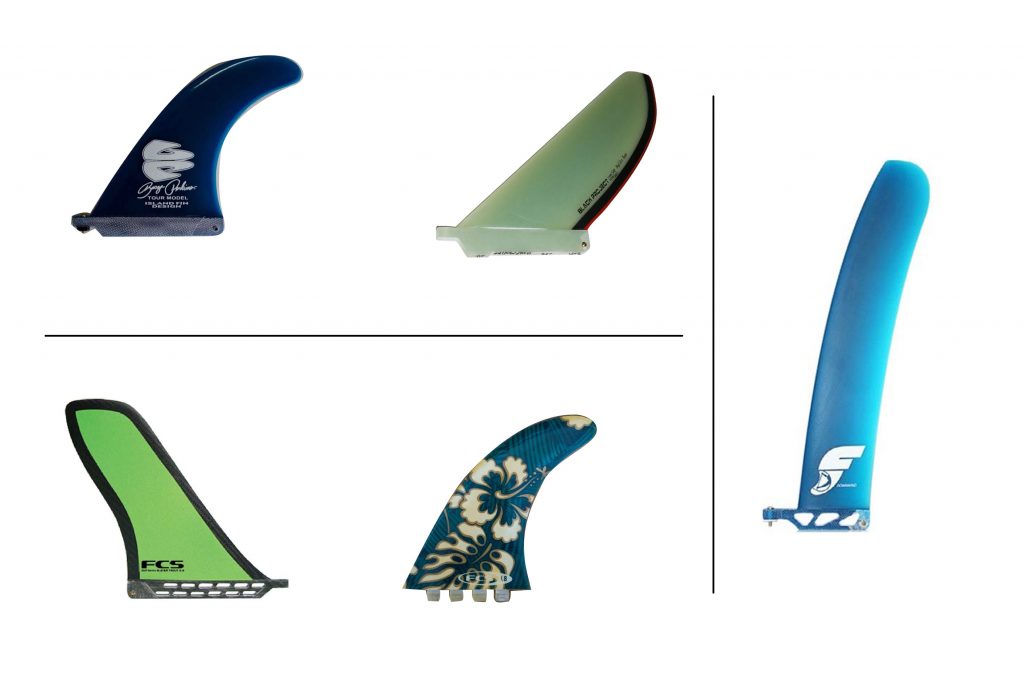 Diferentes modelos de quilhas de stand up paddle